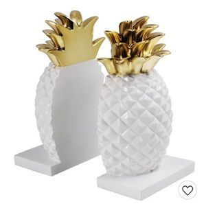 Pineapple Bookends white/gold